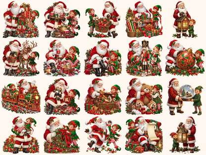 Santa & Elves Clipart