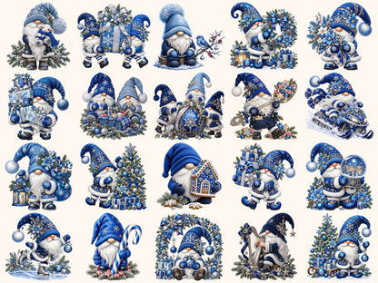 Blue Christmas Gnomes Clipart