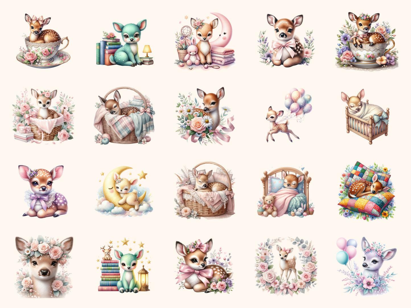 Pastel Baby Deer Clipart