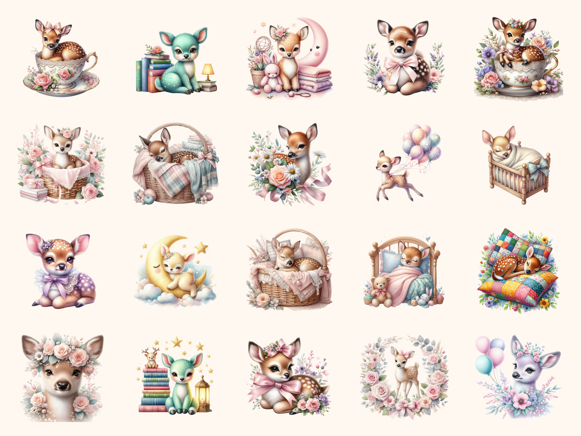 Pastel Baby Deer Clipart