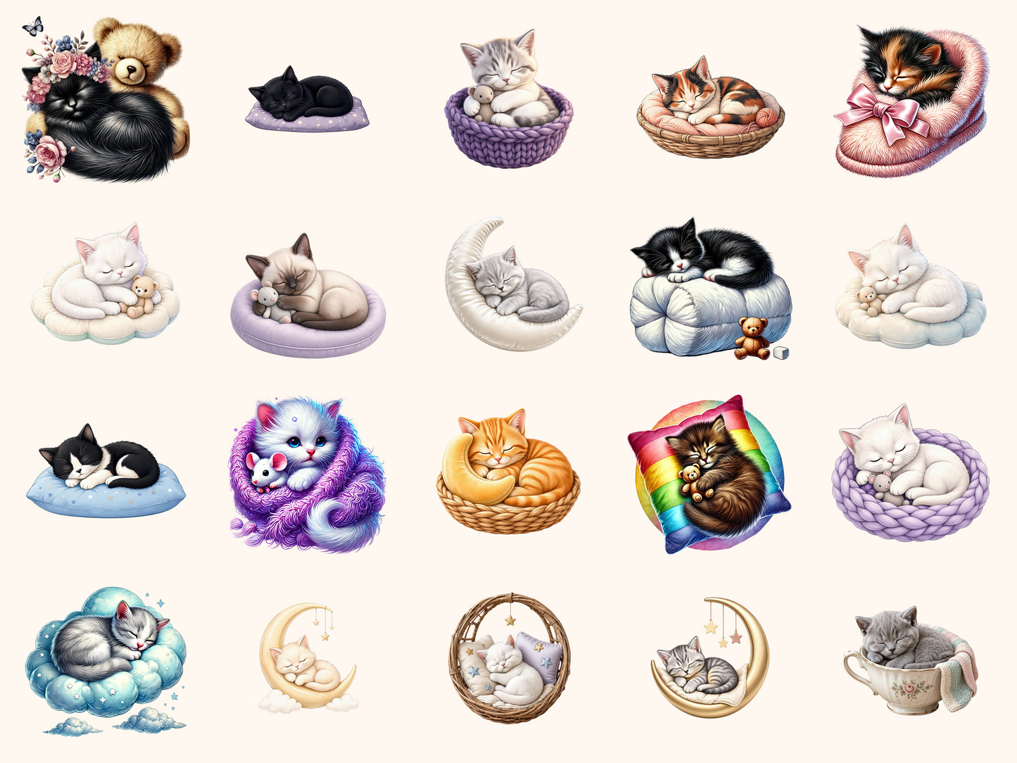 Sleepy Cats Clipart