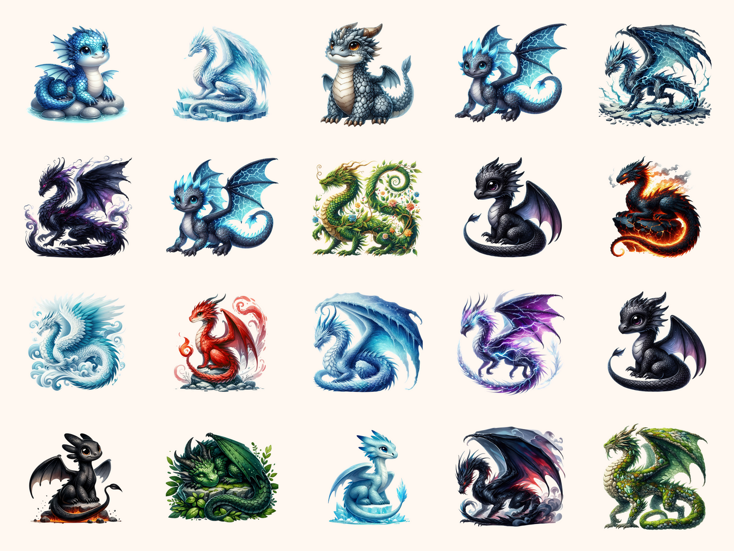Elemental Dragons Clipart