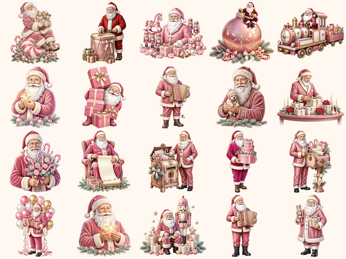 Pink Santa Claus Clipart