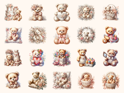 Lace Teddy Bears Clipart