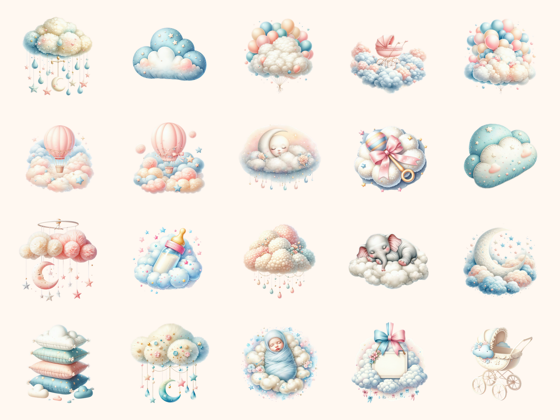 Cloud Nine Baby Shower Clipart
