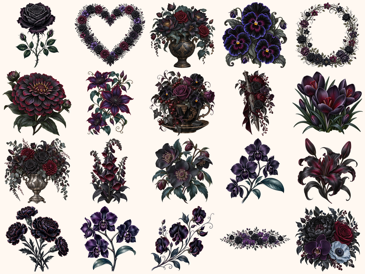 Gothic Flowers Clipart