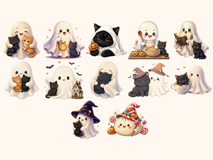 Ghosts With Cats Clipart