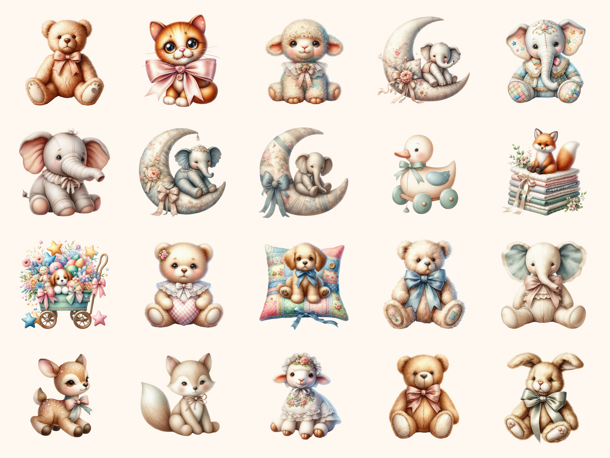 Vintage Toy Animals Clipart
