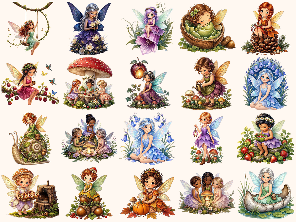 Little Forest Fairies Clipart
