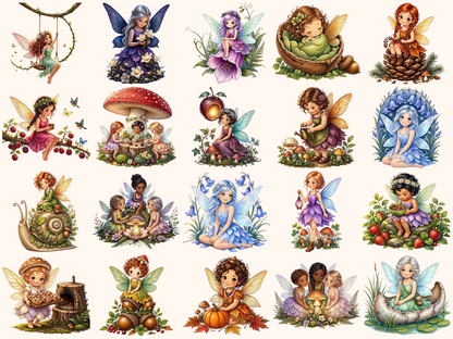 Little Forest Fairies Clipart