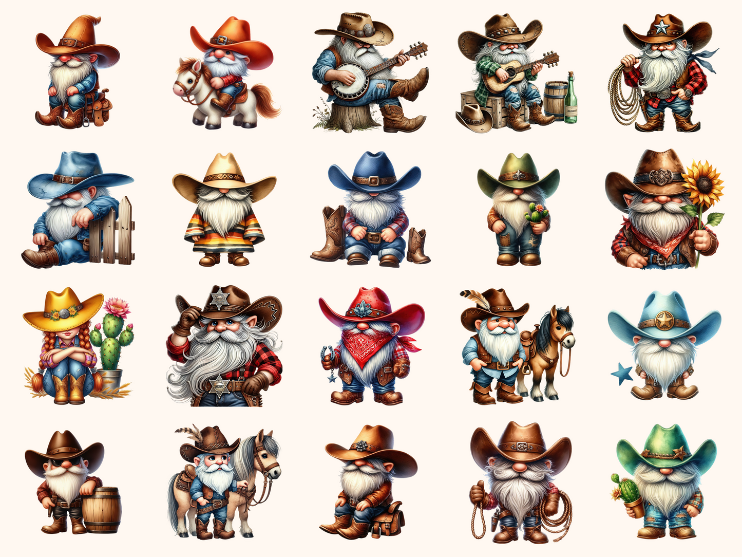 Cowboy Gnomes Clipart