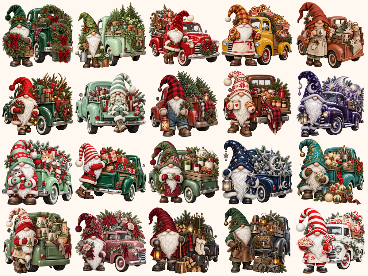 Christmas Truck Gnomes Clipart — listing preview 5
