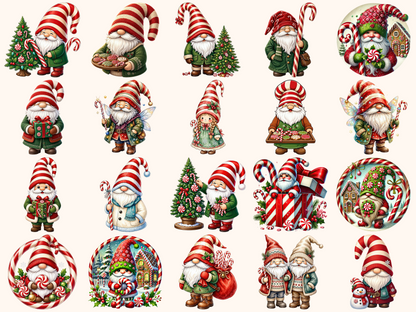 Candy Cane Gnomes Clipart