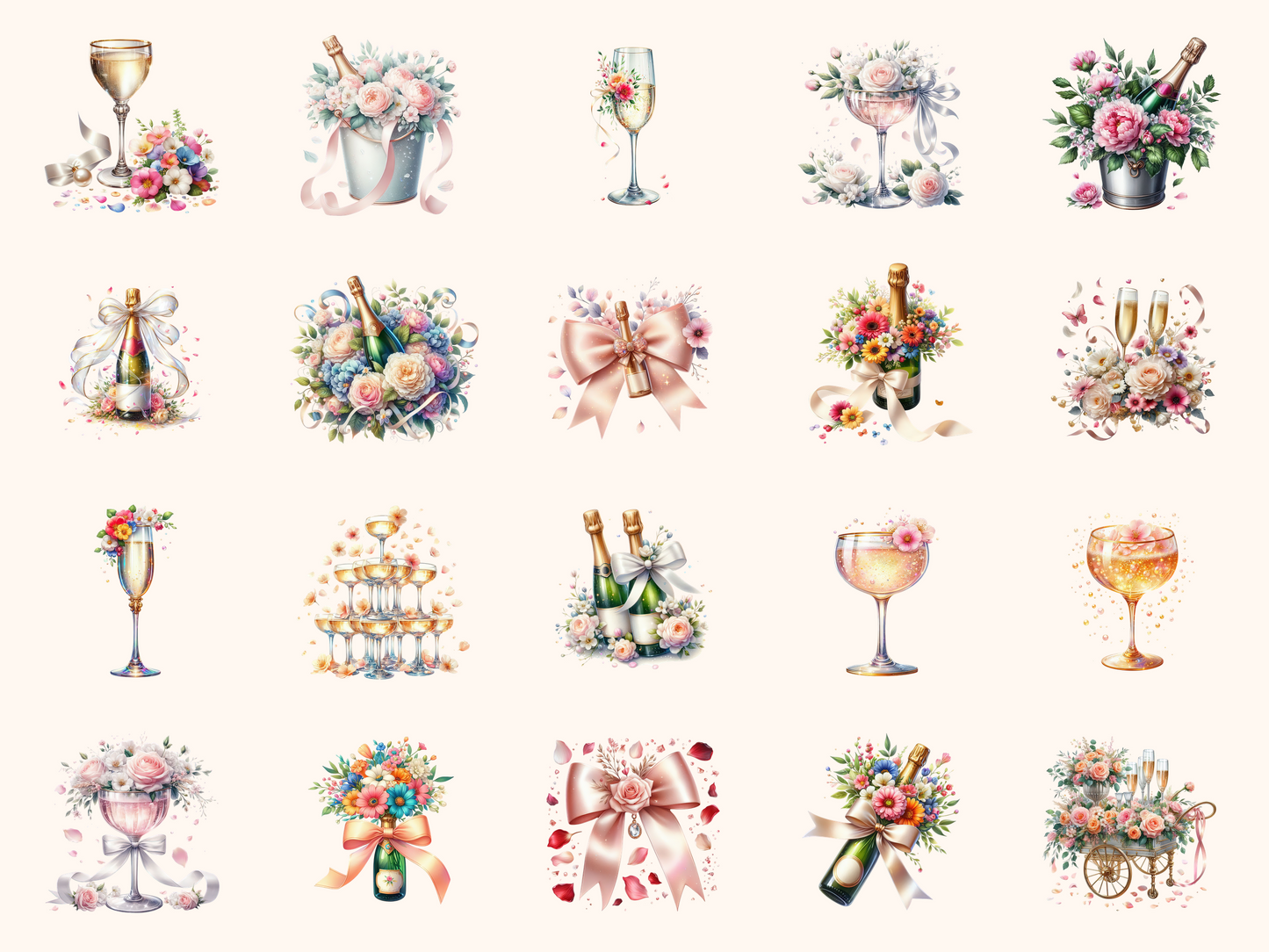 Petals & Champagne Clipart