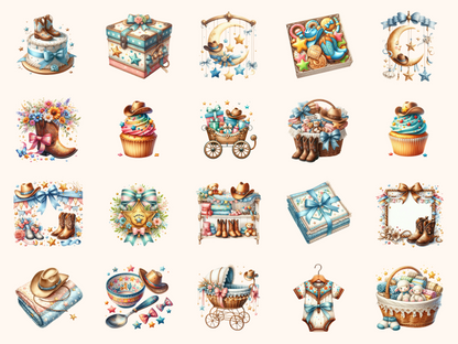 Cowboy Baby Shower Clipart