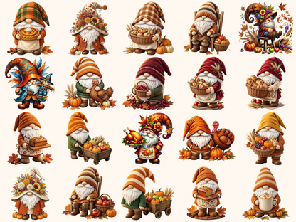 Thanksgiving Gnomes Clipart