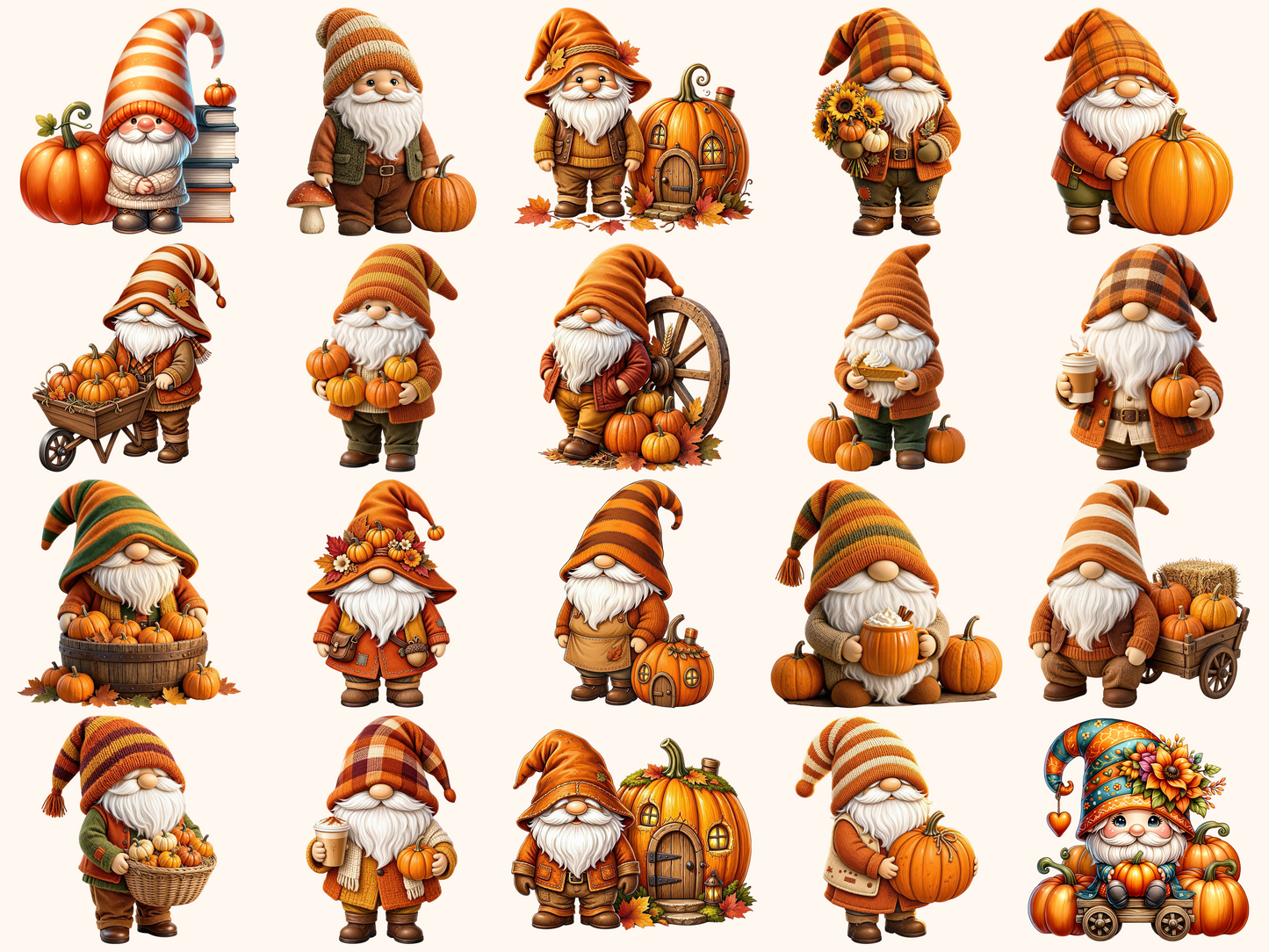 Pumpkin Gnomes Clipart