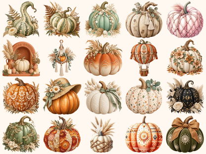 Boho Pumpkins Clipart — listing preview 5
