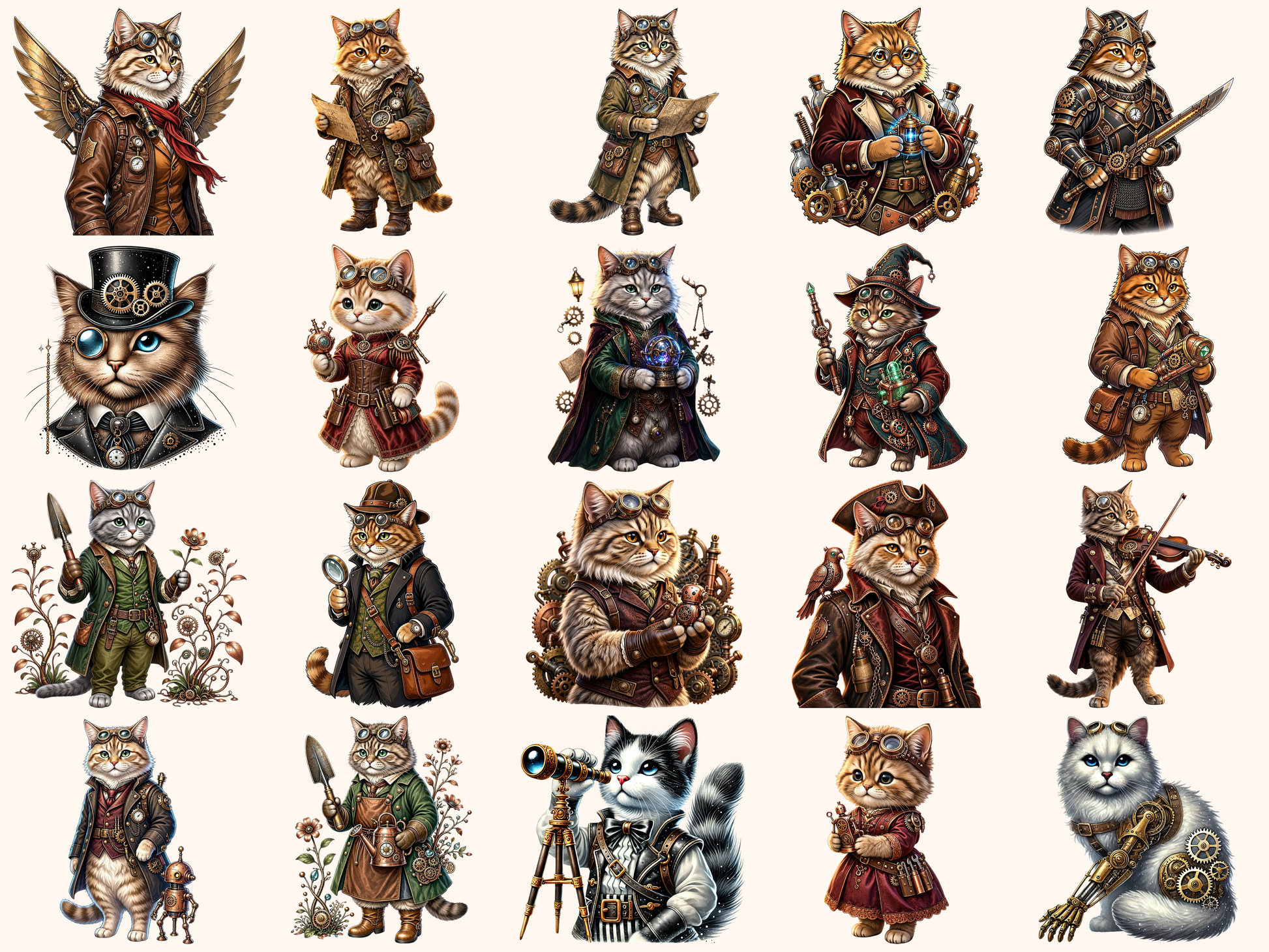 Steampunk Cats Clipart