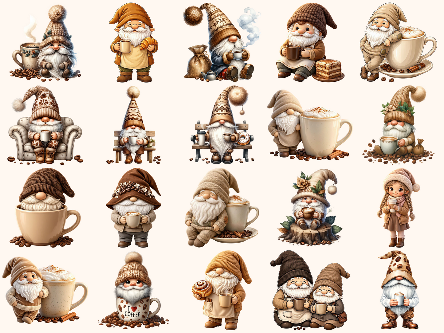 Coffee Gnomes Clipart