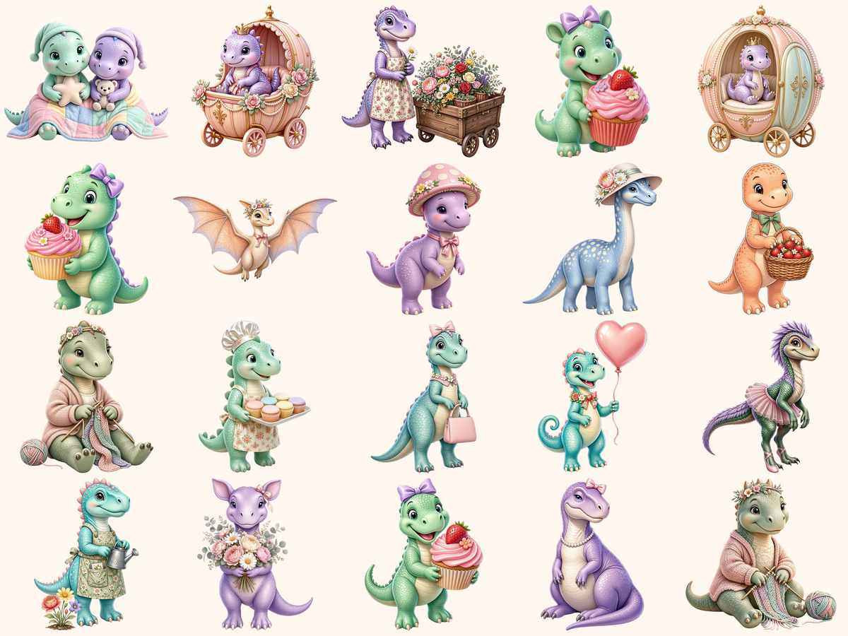 Girl Dinosaurs Clipart