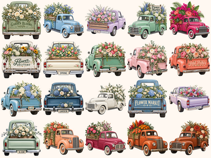 Floral Trucks Clipart