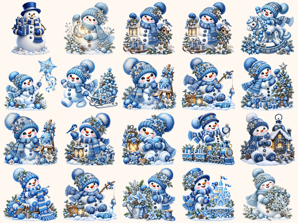Blue Snowman Clipart