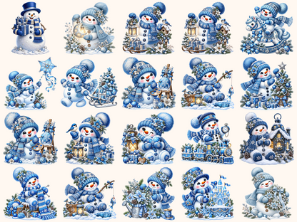 Blue Snowman Clipart