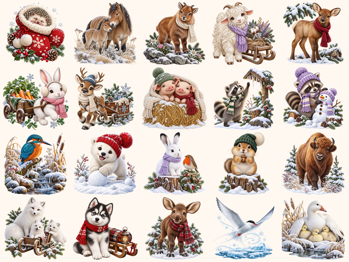Winter Animals Clipart — listing preview 5