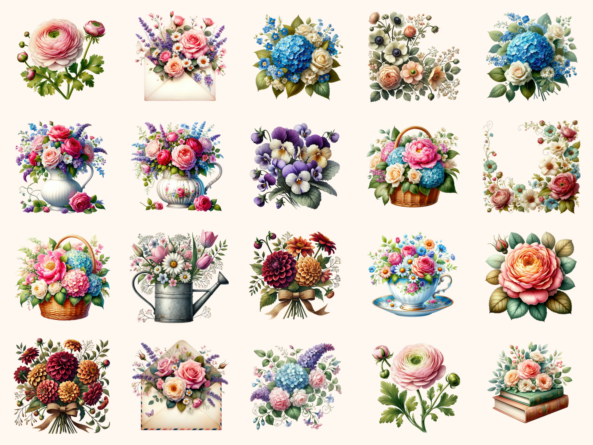 Vintage Florals Clipart