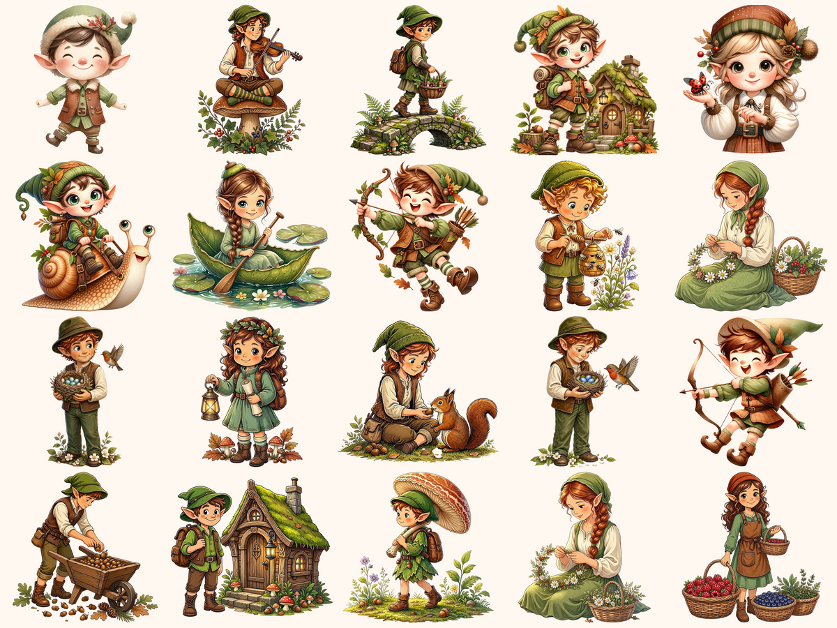 Woodland Elves Clipart