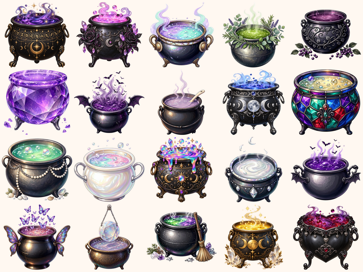 Witch Cauldrons Clipart