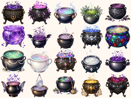 Witch Cauldrons Clipart