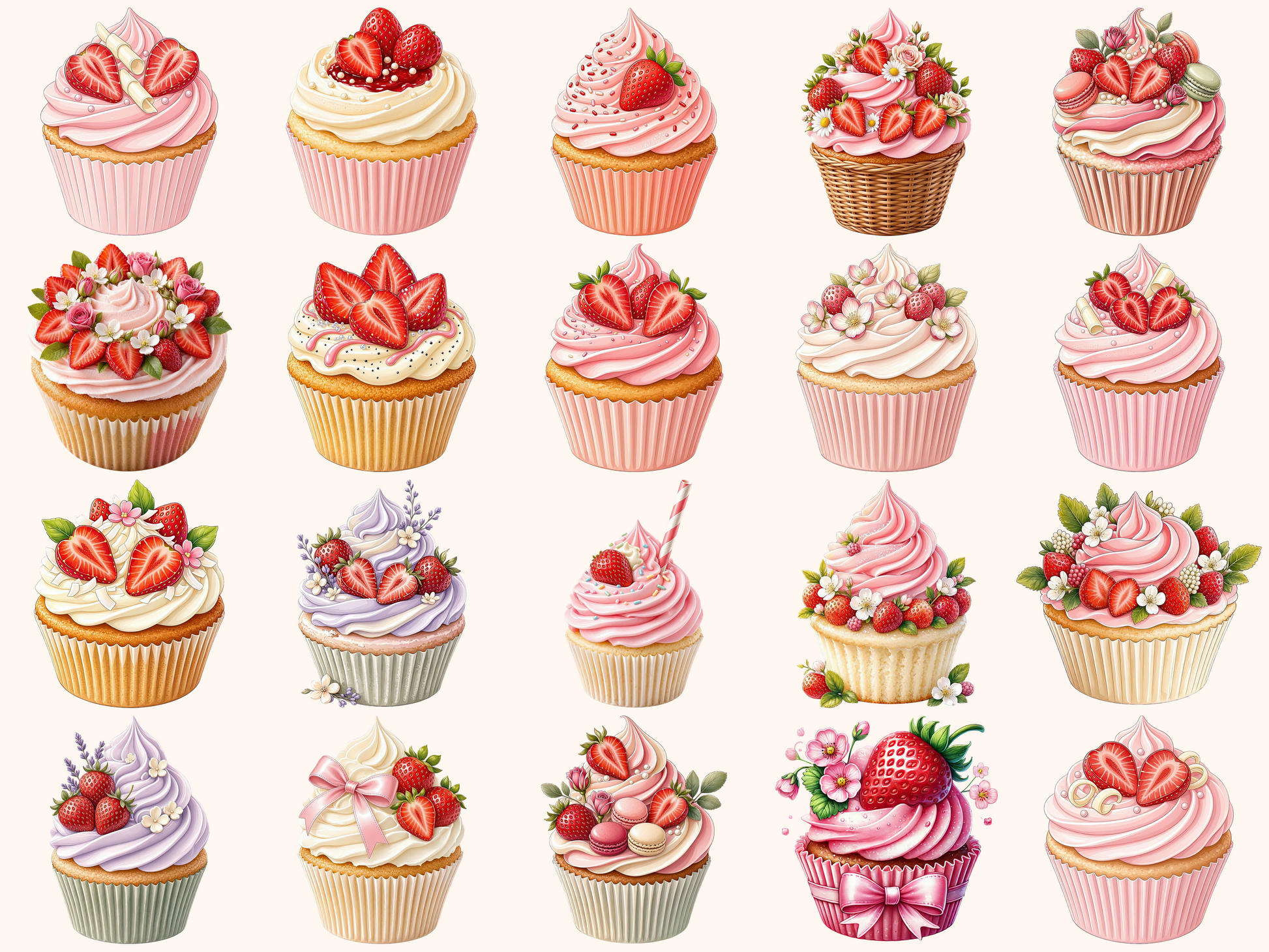 Strawberry Cupcakes Clipart
