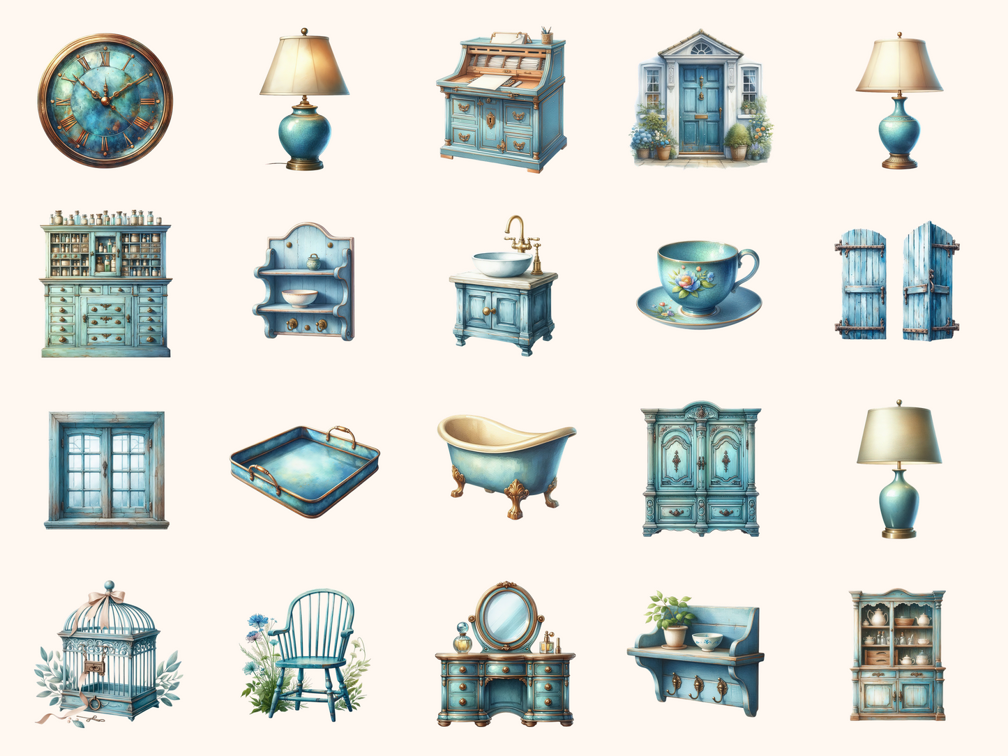 Patina Blue Home Clipart