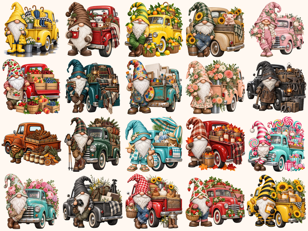 Truck Gnomes Clipart