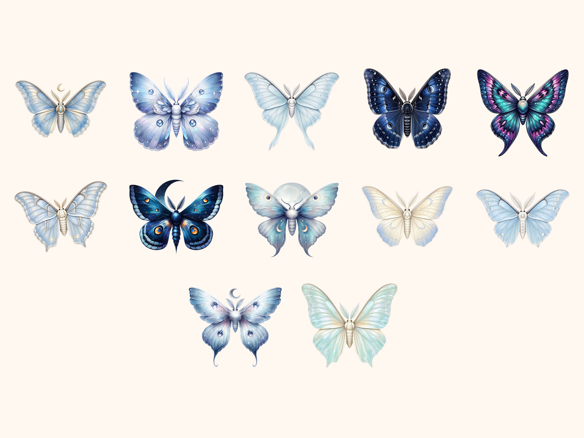 Moonlight Moths Clipart