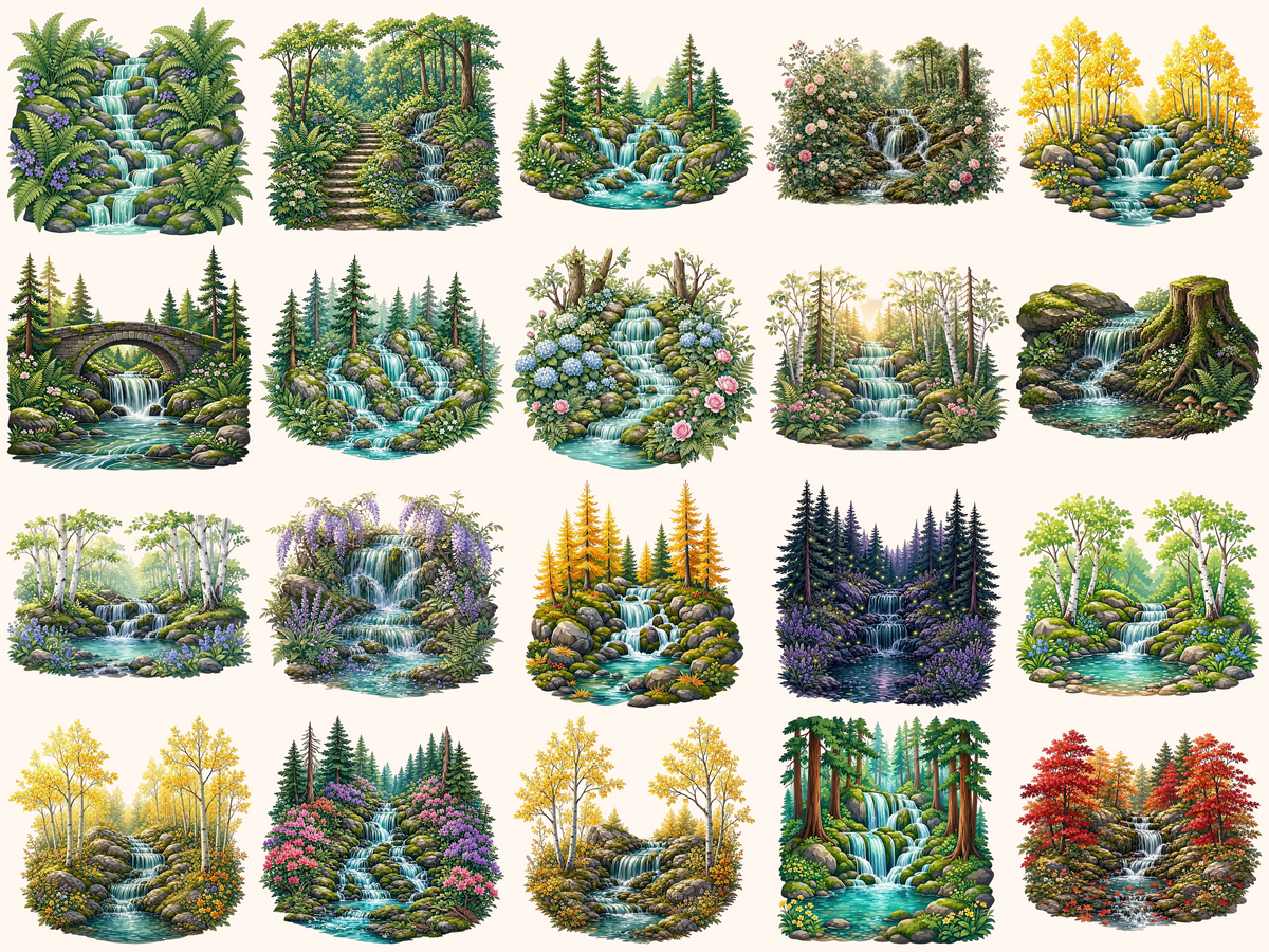 Forest Waterfalls Clipart