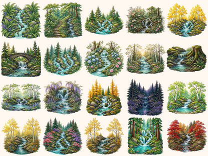 Forest Waterfalls Clipart
