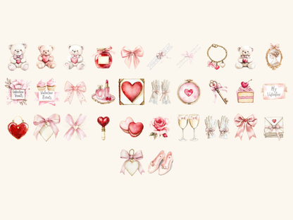 Coquette Valentine Watercolor Clipart