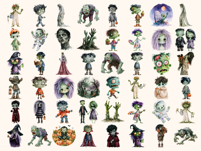 Zombies Watercolor Clipart