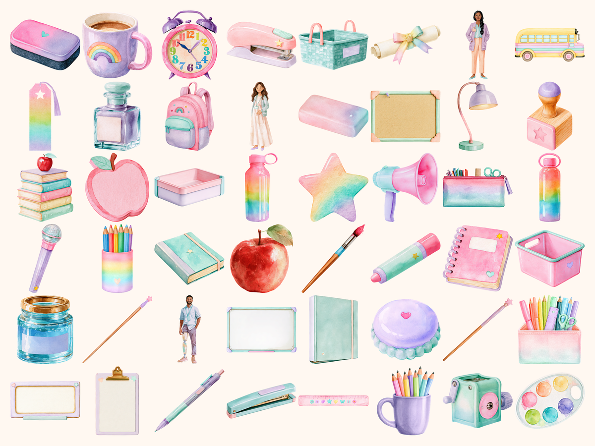 Pastel Teacher Watercolor Clipart