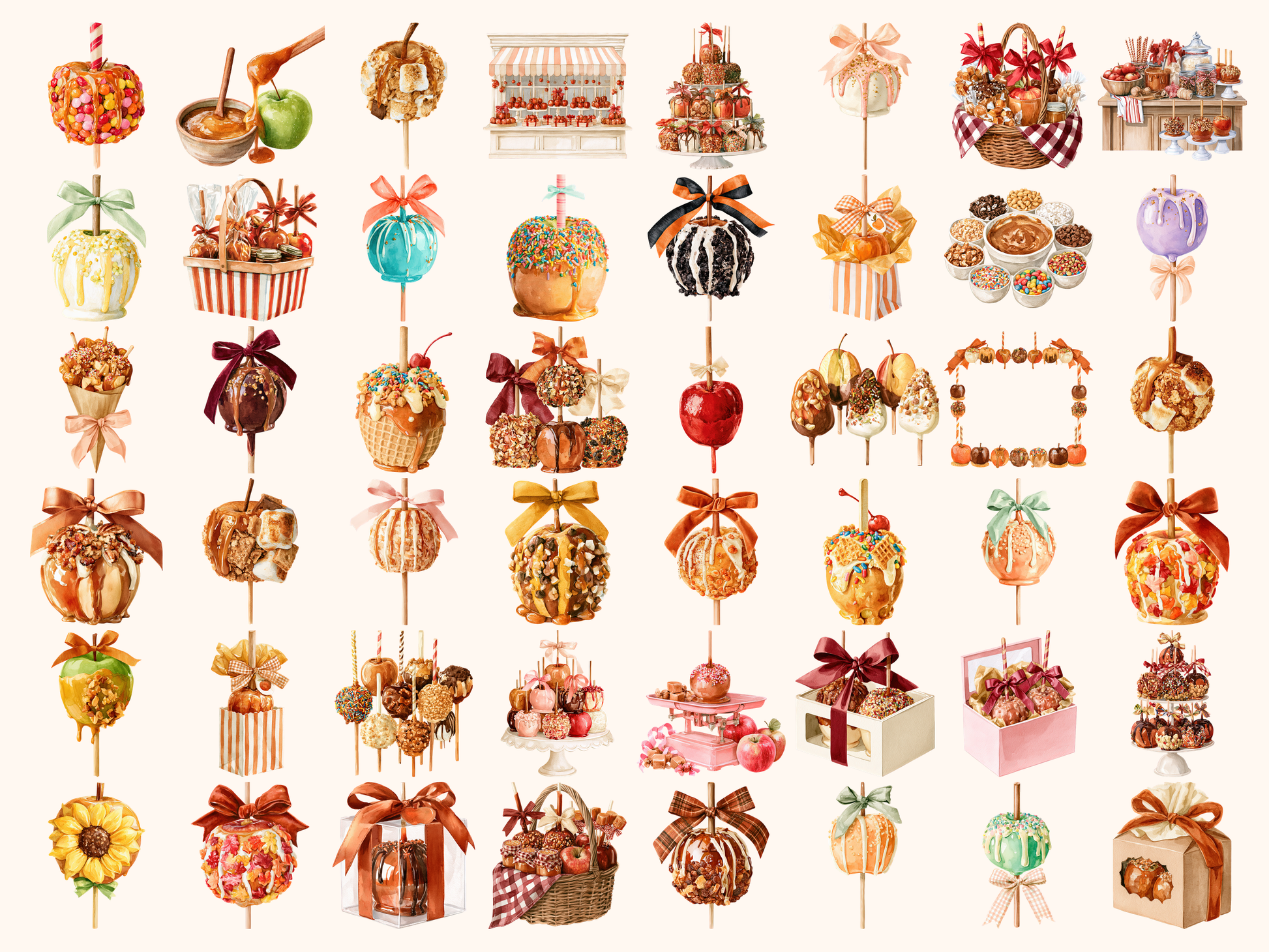 Caramel Apple Shop Watercolor Clipart