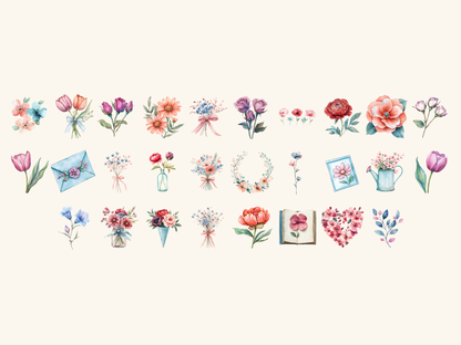 Floral Spring Watercolor Clipart