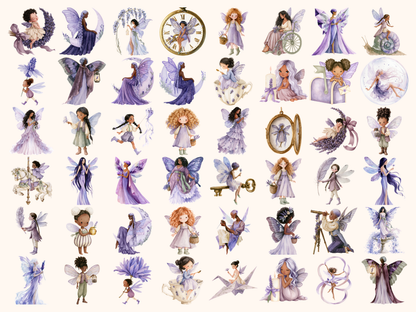 Lavender Fairies Watercolor Clipart