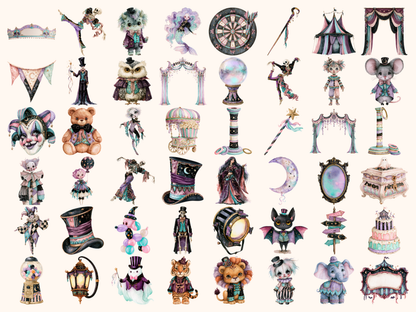 Spooky Circus Watercolor Clipart