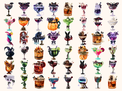 Halloween Cocktails Watercolor Clipart — listing preview 5