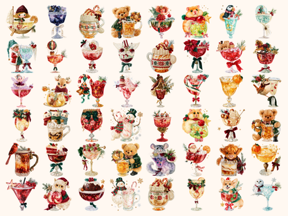 Christmas Cocktails Watercolor Clipart — listing preview 5