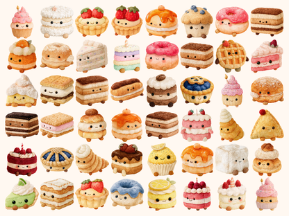 Plushie Cakes Watercolor Clipart
