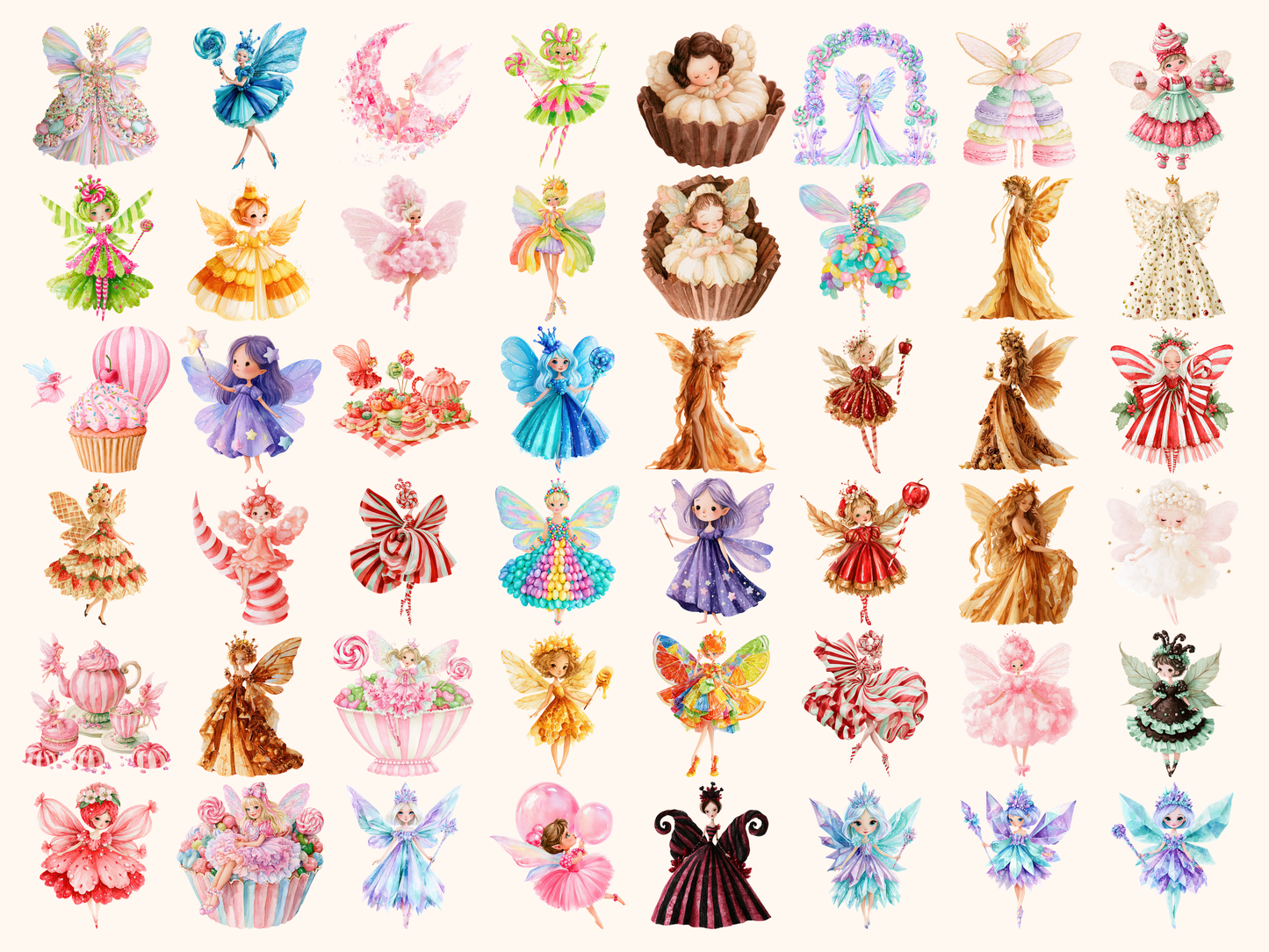 Candy Fairy Watercolor Clipart